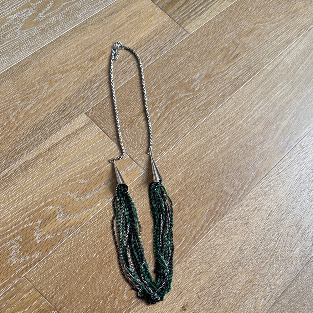 Chic Green, Gold and Black Multi-Strand Necklace